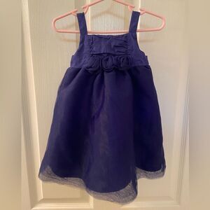 Janie and Jack Tulle Rosettes Dress Enchanted Garden Navy Blue Girls Size 6-12 M